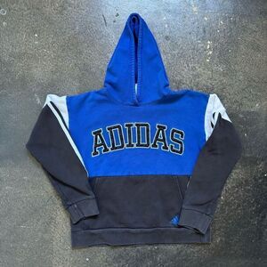 Adidas Pullover Hoodie 3 Stripes Blue/Black Color Kids/Boys Sz Large Activewear